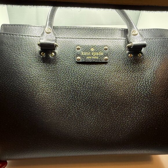 KATE SPADE ♠️ DURHAM WELLESLEY Black Leather Crossbody Tote #WKRU2486 - Picture 3 of 7